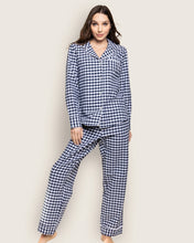 Load image into Gallery viewer, Petite Plume Twill Pajama Set in Navy Gingham
