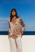 Load image into Gallery viewer, Daria French Cuff Silk Blouse - Blush Leopard