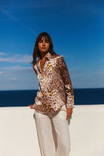 Load image into Gallery viewer, Daria French Cuff Silk Blouse - Blush Leopard