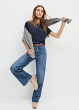 Load image into Gallery viewer, Favorite Daughter Cropped Logo Short Sleeve Tee - Navy/Gardenia