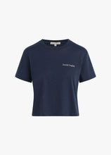 Load image into Gallery viewer, Favorite Daughter Cropped Logo Short Sleeve Tee - Navy/Gardenia
