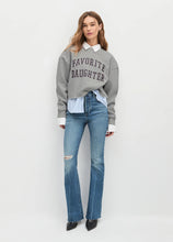 Load image into Gallery viewer, Favorite Daughter Cropped Collegiate Sweatshirt - Heather Grey/Burgundy
