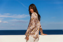 Load image into Gallery viewer, Daria French Cuff Silk Blouse - Blush Leopard
