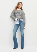 Load image into Gallery viewer, Favorite Daughter Cropped Collegiate Sweatshirt - Heather Grey/Burgundy
