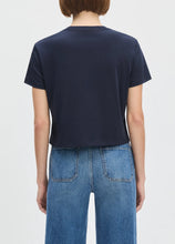 Load image into Gallery viewer, Favorite Daughter Cropped Logo Short Sleeve Tee - Navy/Gardenia

