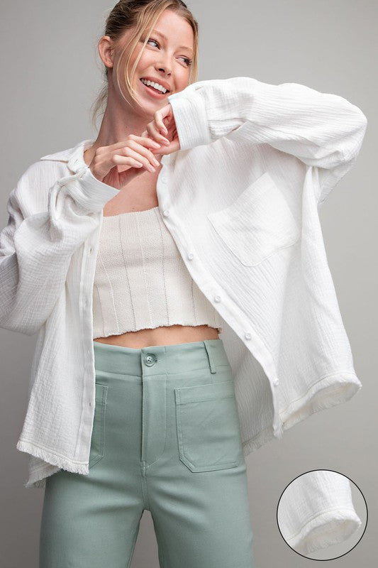 Airy Gauze Button Shirt